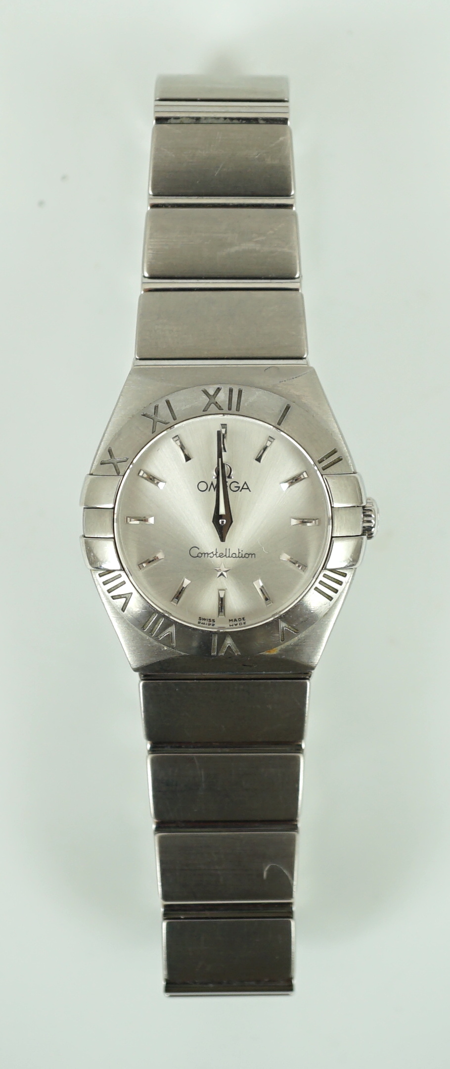 A lady's modern stainless steel Omega Constellation quartz wrist watch